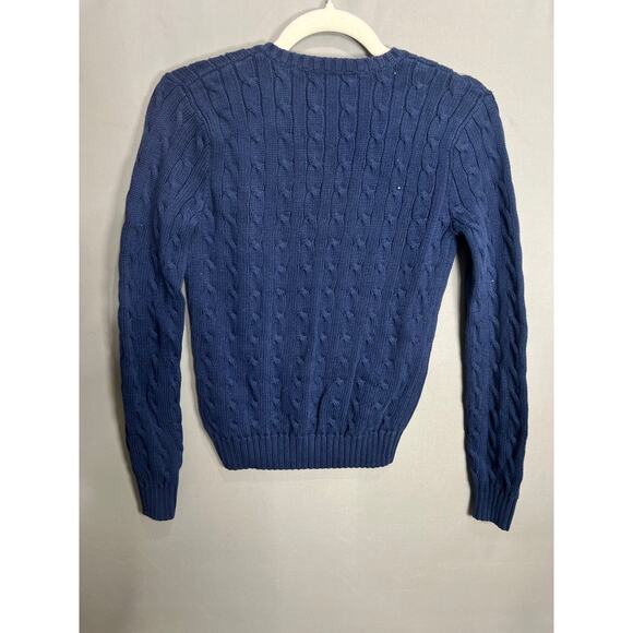 Ralph Lauren Sport Sweater Womens M Cable Knit V Neck Classic Pullover Preppy - Picture 2 of 10